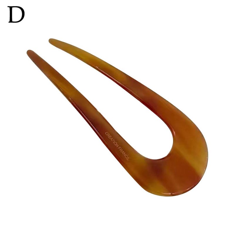 Acetic acid U-shaped hairpin for women's bun hairstyle, modern Chinese style hairpin, minimalist hair accessory.